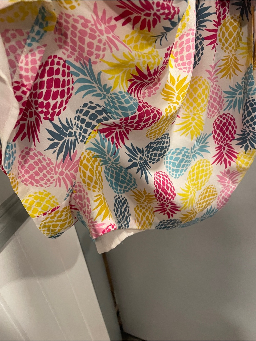Finn & Grace Tropical Pineapple Print Layered romper - Pink Yellow Blue size S - Picture 2 of 9